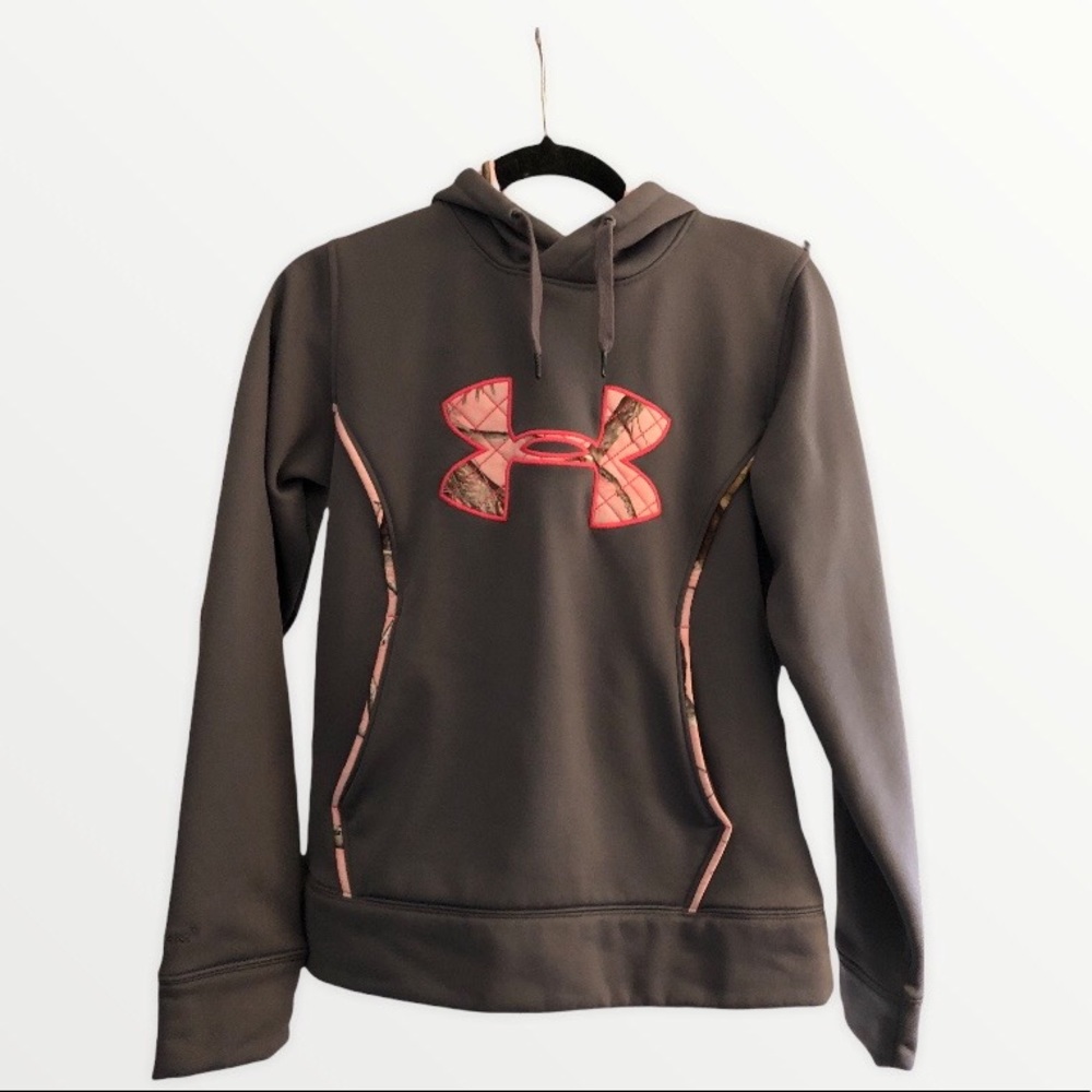 Underarmour Realtree Womens Sweatshirt Hoodie Storm1 Small Pink Camo